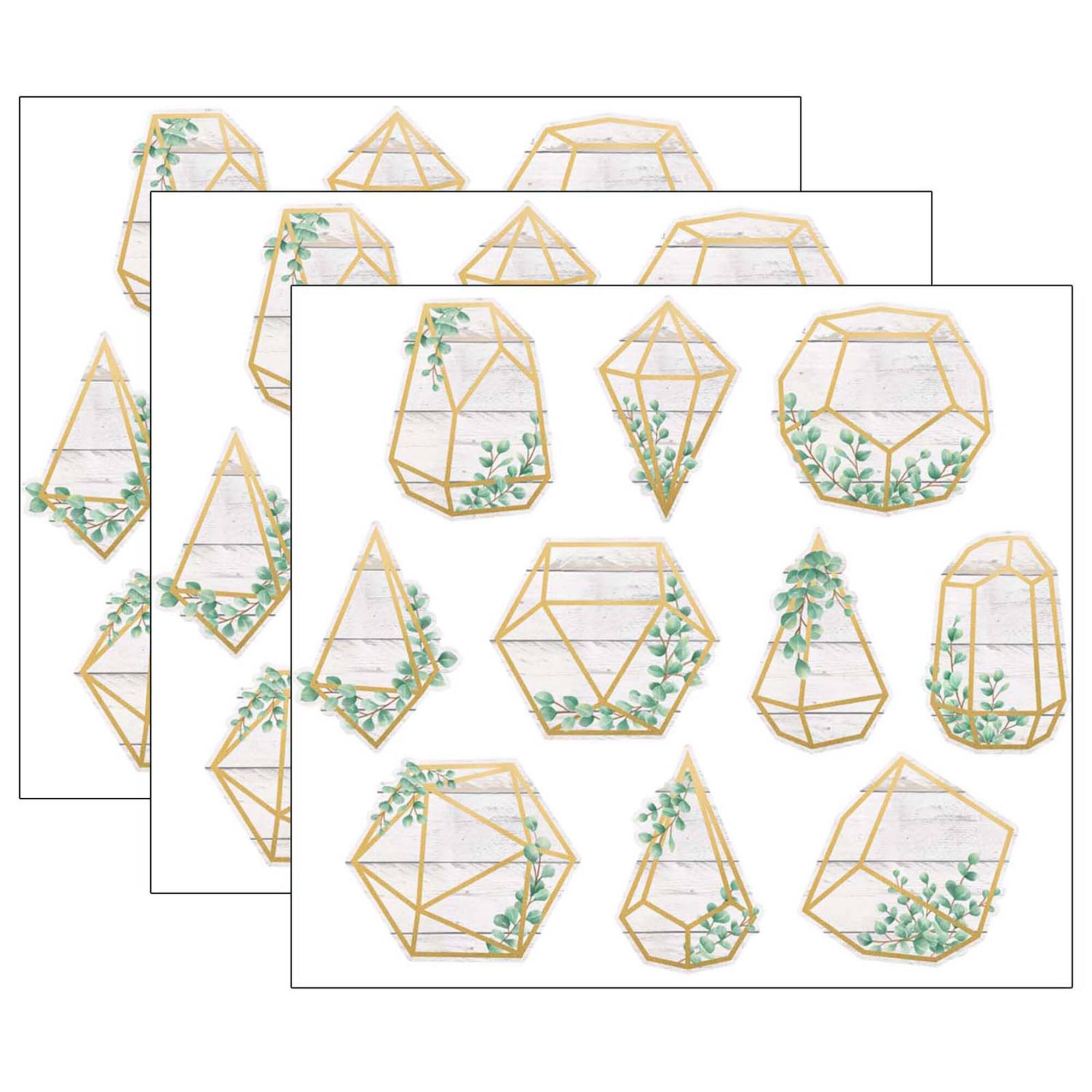 Teacher Created Resources Eucalyptus Geometric Terrarium Accents, 3 Packs of 30